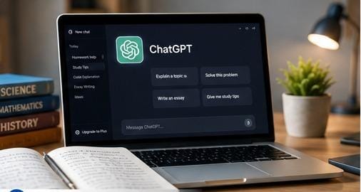 ChatGPT AI chatbot interface helping users with writing, coding, and everyday tasks.