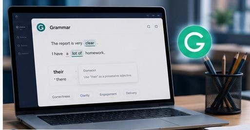 Grammarly AI writing assistant helping users improve grammar, spelling, and writing quality in 2026.